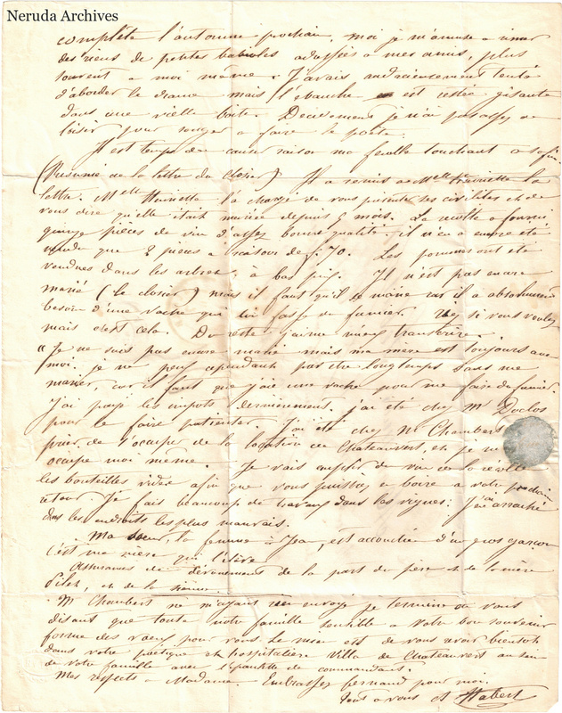 NRA-L-000052 image 2 showing a dense page of French letter text with its closing and signature.