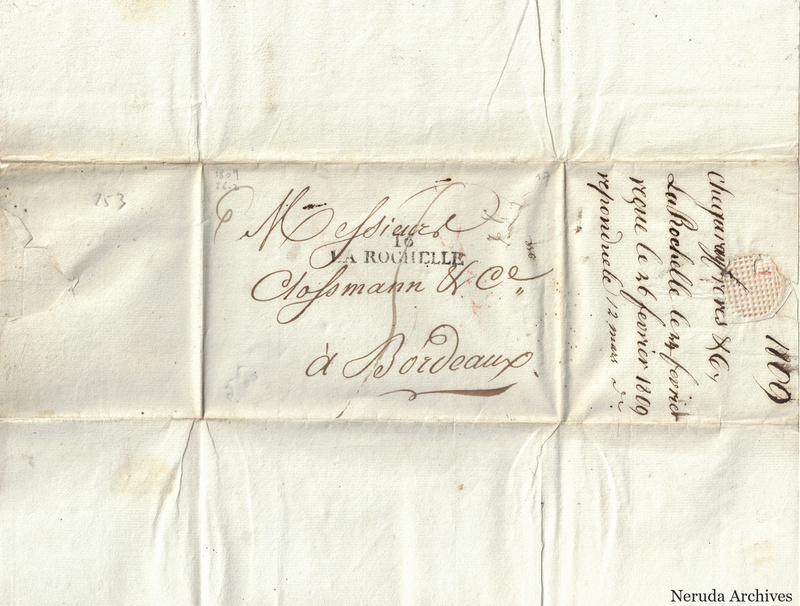 NRA-L-000467 image 1 showing the address panel to Clossmann & Co in Bordeaux with postal evidence.