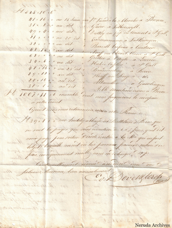 NRA-L-000103 image 3 showing letter text page 2 for letter from Ed. Bovet & Lerch to Pernod fils concerning packages, barrels and remittances, April 15, 1828.
