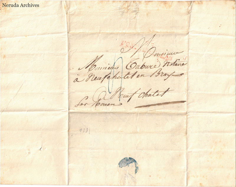 NRA-L-000680 image 1 showing a folded address to a notary with a blue wax-seal remnant.