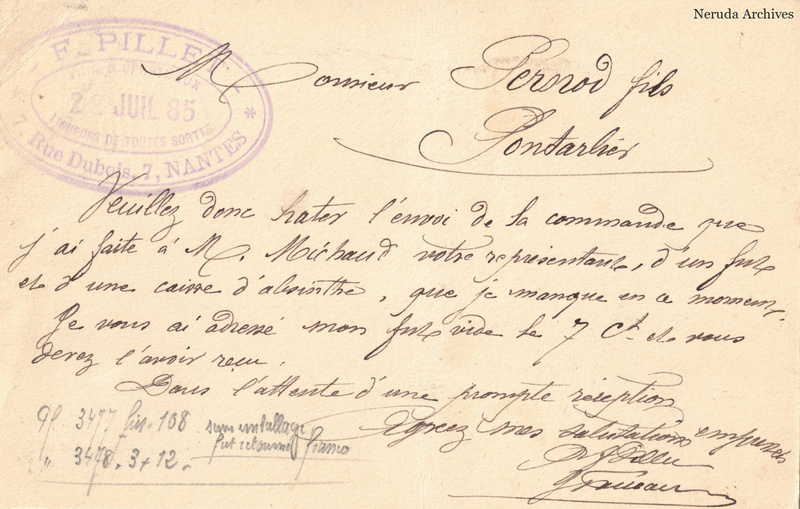 NRA-L-000315 image 2 showing the complete handwritten or printed postcard message, with contemporary annotations and the sender's signature or business mark.