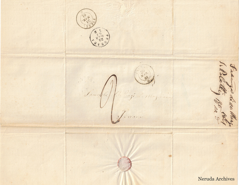 NRA-L-000718 image 1 showing the folded address panel to Samuel Finzi called Magrini in Ferrara, Faenza postal evidence.