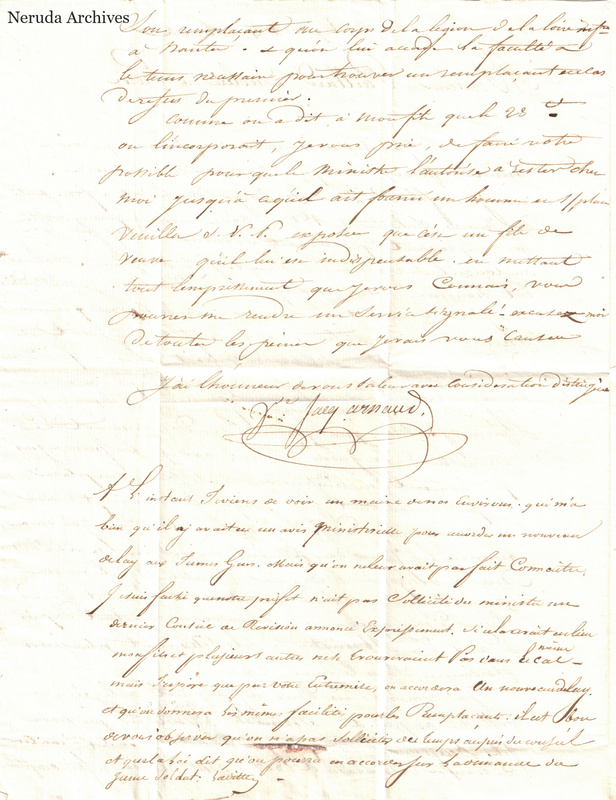 NRA-L-000326 image 3 showing the continuation of the French letter with a large signature and an additional passage below it.