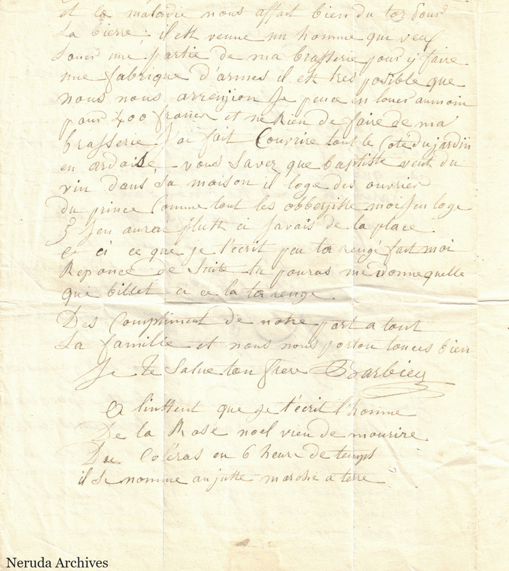 NRA-L-000075 image 3 showing the continuation and signed closing of the French personal letter.