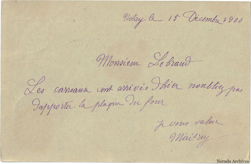 NRA-L-000251 image 2 showing the handwritten message from Mairey to Lebrand, with contemporary annotations and the sender's signature or business mark.