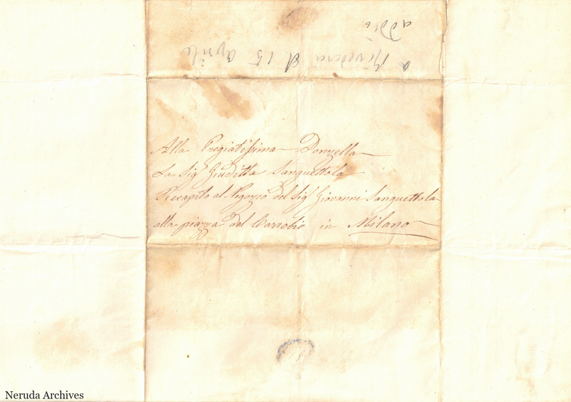 NRA-L-000636 image 1 showing handwritten delivery details, postal evidence, folds, sealing traces and the complete surviving paper edges.