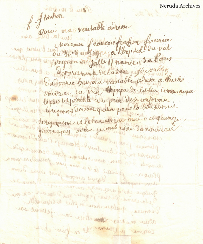 NRA-L-000475 image 3 showing a further manuscript page naming François Frachon, with dense French cursive, folds and faint writing visible through the paper.
