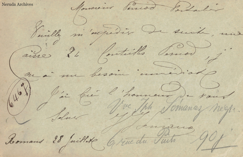 NRA-L-000383 image 2 showing the complete handwritten or printed postcard message, with contemporary annotations and the sender's signature or business mark.