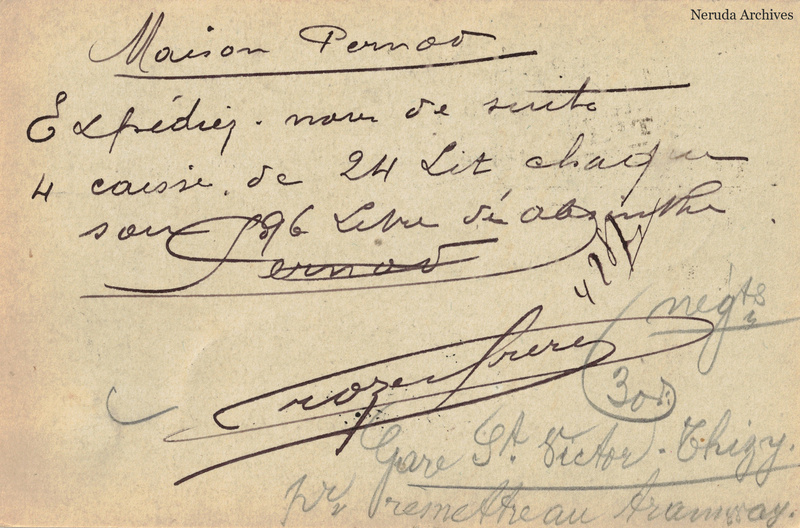 NRA-L-000371 image 2 showing the complete handwritten or printed postcard message, with contemporary annotations and the sender's signature or business mark.