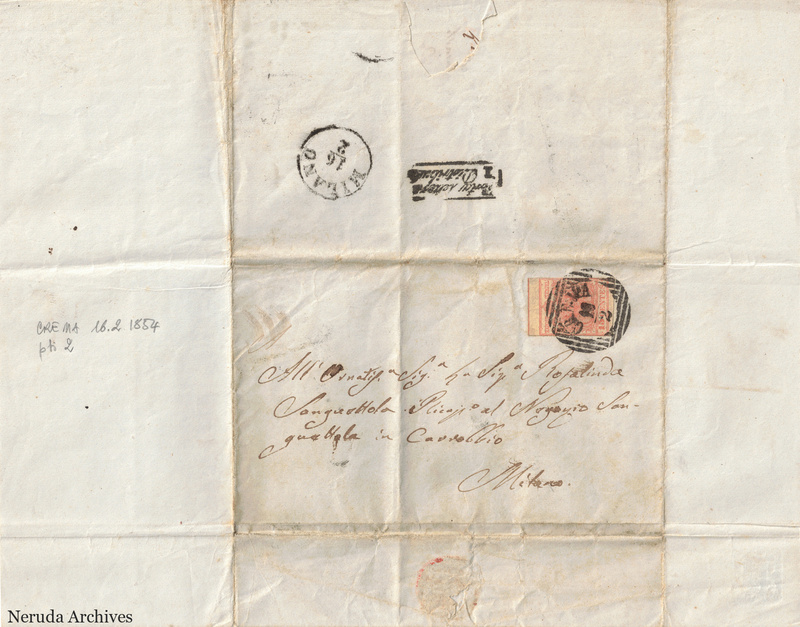NRA-L-000643 image 1 showing handwritten delivery details, postal evidence, folds, sealing traces and surviving paper edges.