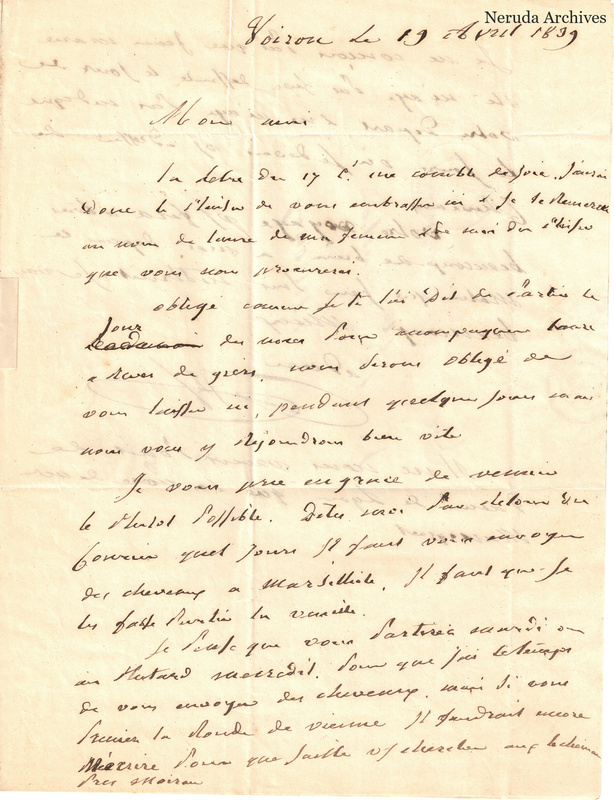 NRA-L-000503 image 2 showing a handwritten French letter page with manuscript text and visible fold lines.