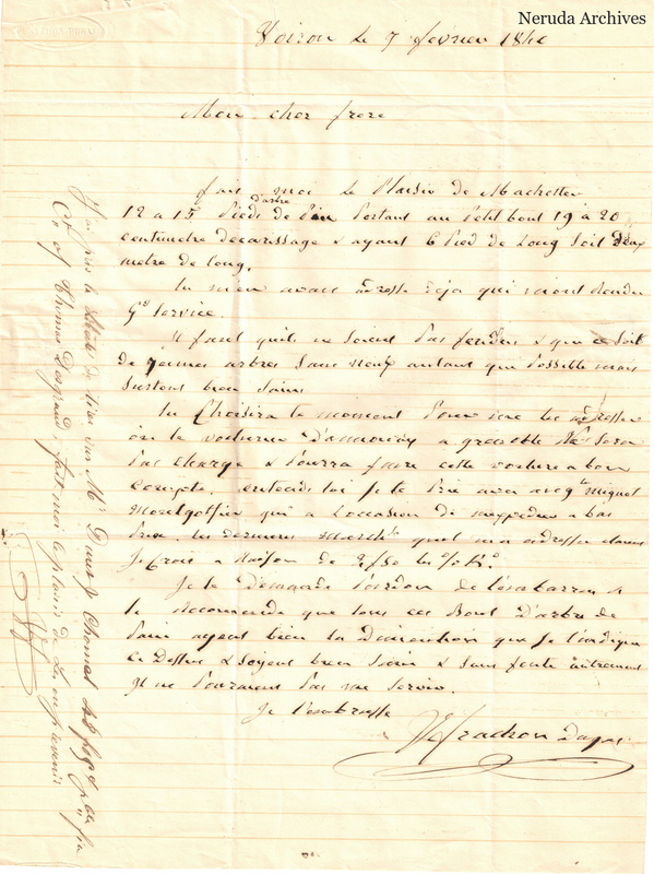 NRA-L-000511 image 2 showing a handwritten French letter continuation with closing, signature, later notes, folds and paper edges.