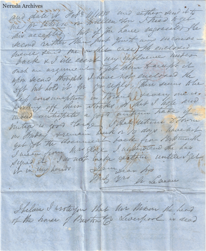 NRA-L-000424 image 4 showing page 3 of the English commercial letter on blue paper, including the closing and signature.