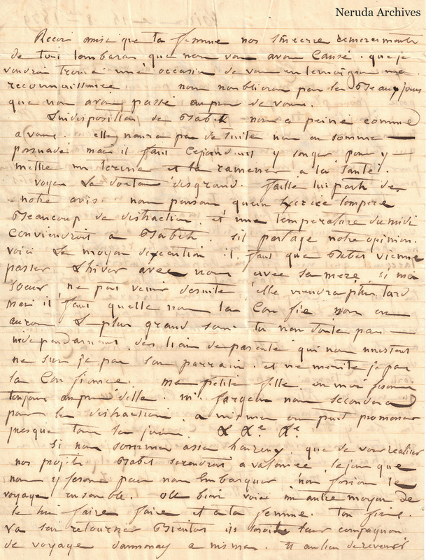NRA-L-000477 image 3 showing the second densely written page of a French family letter on lined cream paper with fold lines and postal embossing.
