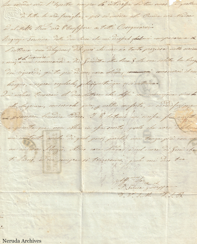 NRA-L-000637 image 4 showing Italian handwriting on manuscript page 3, folded paper, and its complete surviving edges and physical condition.