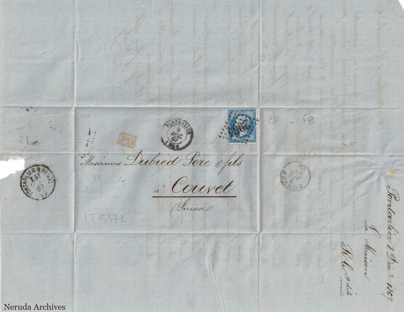 NRA-L-000622 image 2 showing the address to Dubied Père & fils in Couvet with French and Swiss postal evidence.