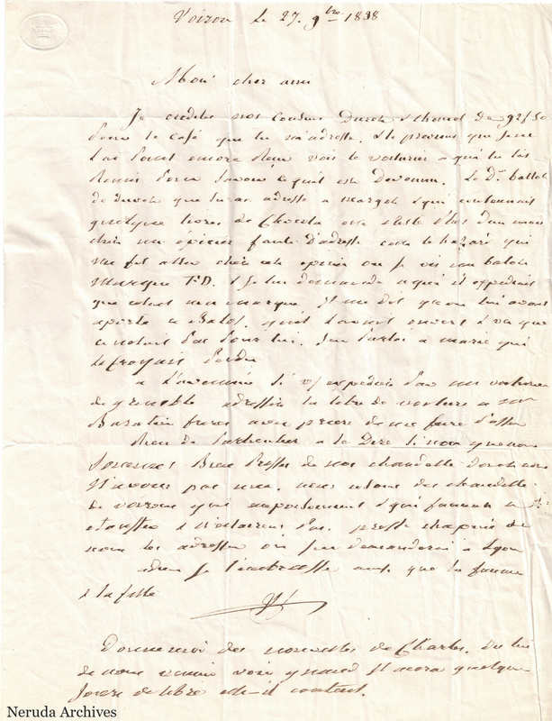 NRA-L-000493 image 2 showing a handwritten French letter continuation with closing, signature, folds and paper edges.