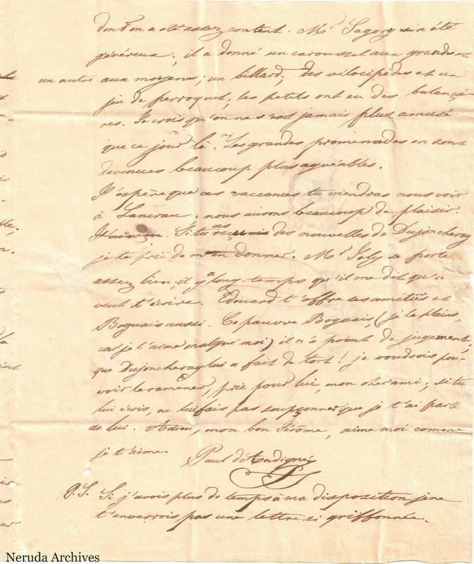 NRA-L-000030 image 4 showing page 3, the signature Paul d'Andigné and the postscript of the letter.