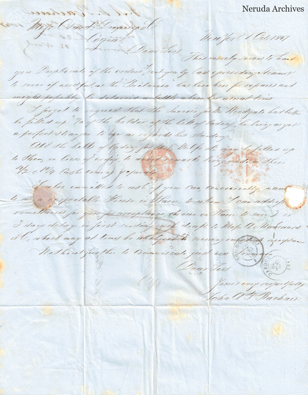 NRA-L-000413 image 4 showing an associated handwritten letter dated at Newport, with sealing remnants and postal marks.