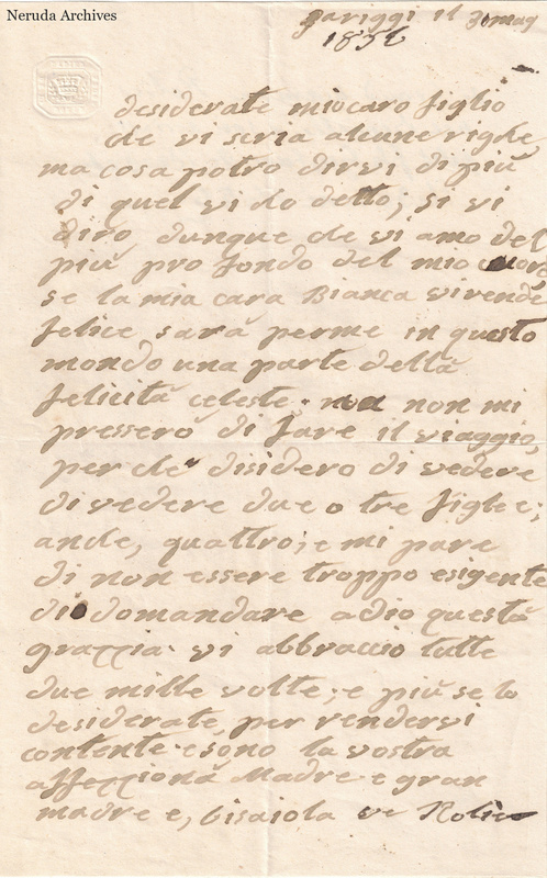 NRA-L-000076 image 1 showing an Italian manuscript letter on folded paper.