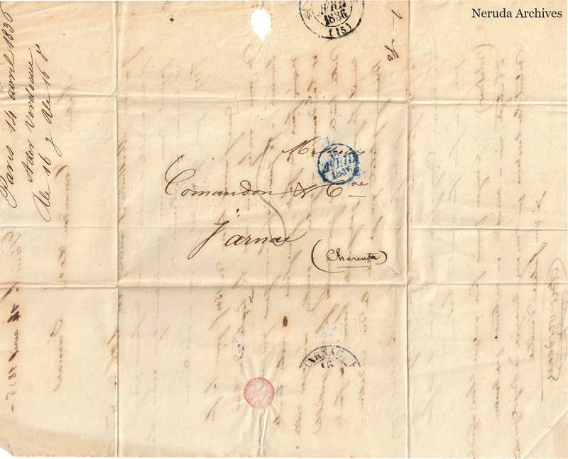NRA-L-000429 image 1 showing the folded manuscript address panel on cream paper, with the written delivery address, postal markings and closure evidence.