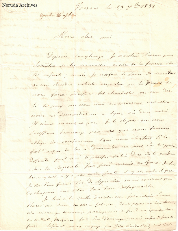 NRA-L-000497 image 2 showing a handwritten French letter page with manuscript text and visible fold lines.