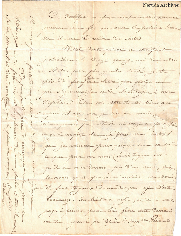 NRA-L-000538 image 4 showing a handwritten French letter continuation with closing, signature, later notes, folds and paper edges.