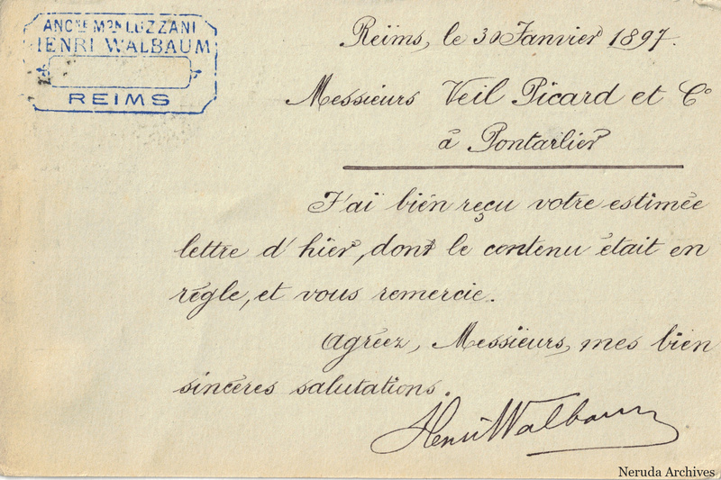 NRA-L-000311 image 2 showing the complete handwritten or printed postcard message, with contemporary annotations and the sender's signature or business mark.