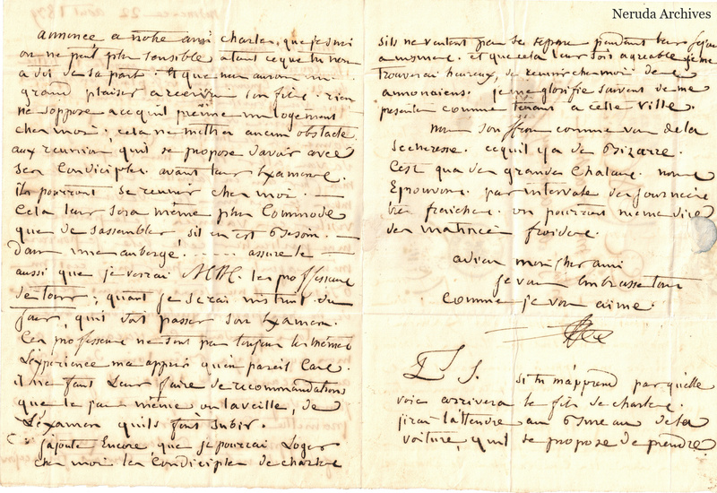 NRA-L-000610 image 3 showing a handwritten French letter continuation with closing and signature, visible folds and complete physical paper edges.