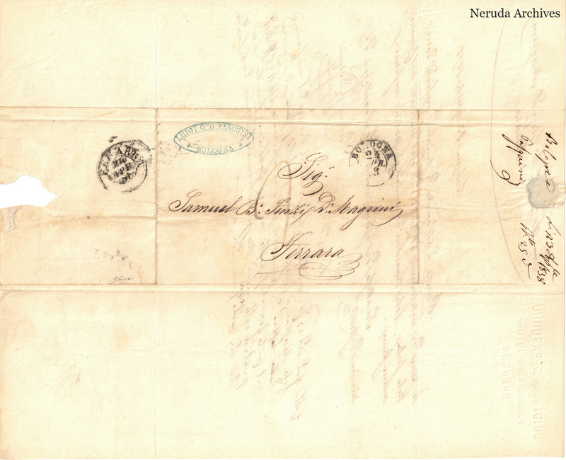 NRA-L-000755 image 1 showing the address to Samuel B.o Finzi D.o Magrini in Ferrara, with postal marks and separate filing evidence.