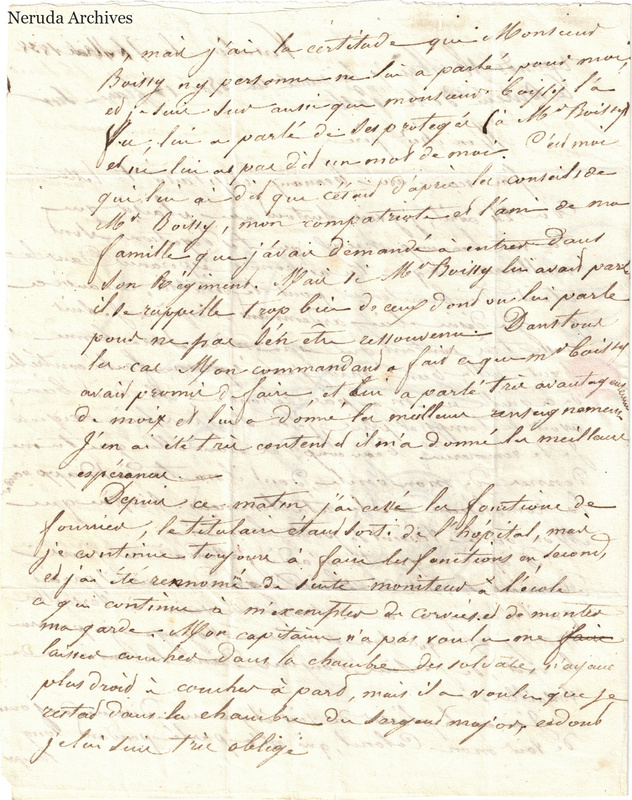 NRA-L-000609 image 3 showing a handwritten French letter page with manuscript dateline and text, visible fold lines and complete physical paper edges.