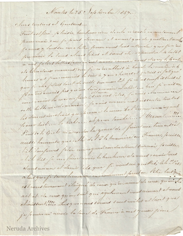 NRA-L-000018 image 2 showing the first page of a letter from Nantes, dated 25 September 1847.