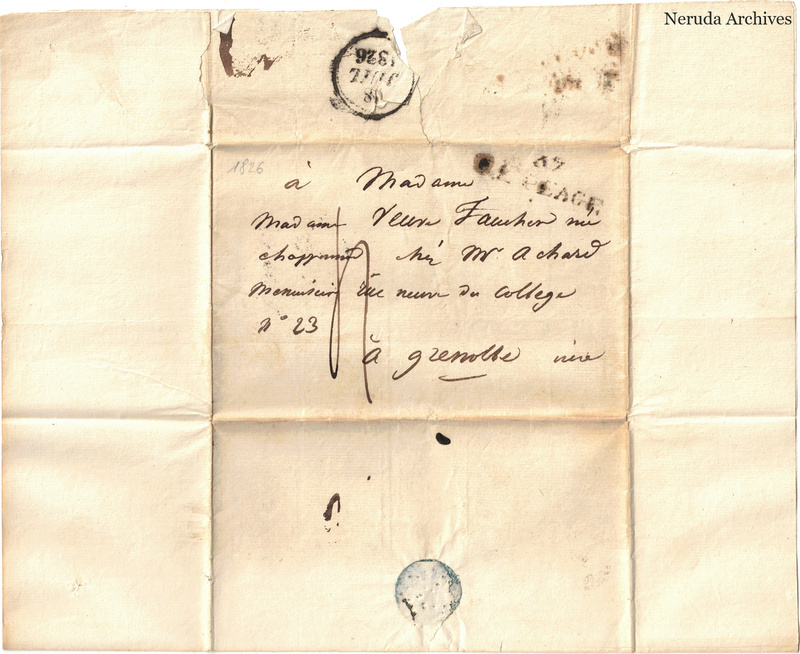 NRA-L-000664 image 1 showing the manuscript address panel, postal marks and related docketing.