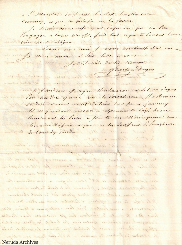 NRA-L-000517 image 3 showing a handwritten French letter continuation with closing, signature, annotations, folds and paper edges.