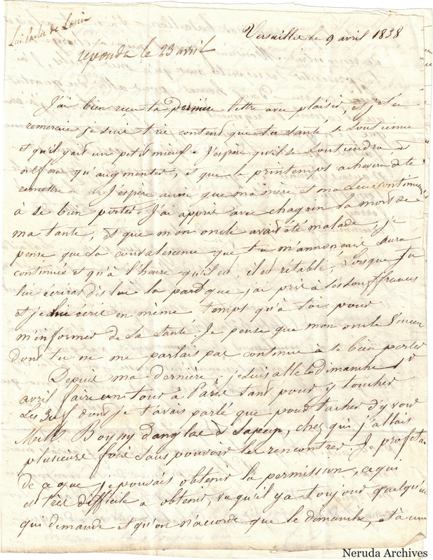 NRA-L-000560 image 2 showing a handwritten French letter page with manuscript text, annotations and visible fold lines.