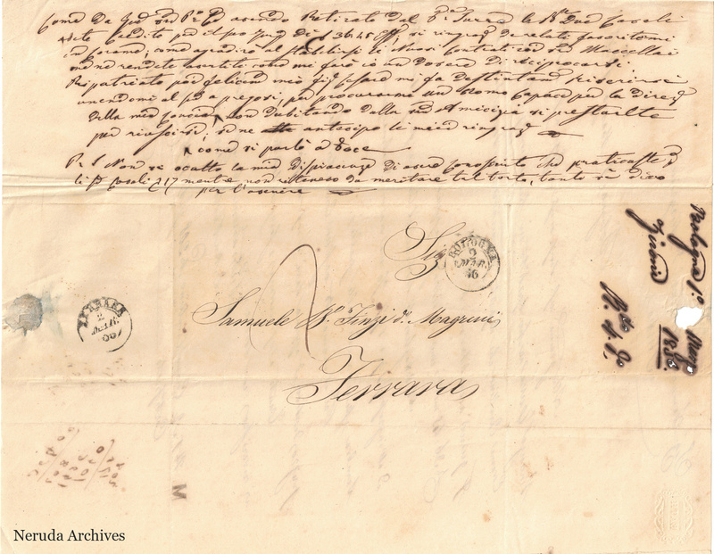 NRA-L-000706 image 1 showing the address panel, postal evidence and contemporary docket, with a recipient reply draft.