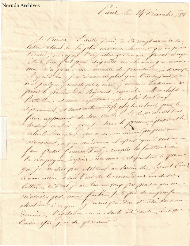 NRA-L-000602 image 2 showing a handwritten French letter page with manuscript dateline and text, visible fold lines and complete physical paper edges.