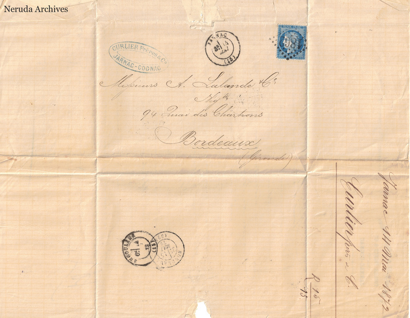NRA-L-000449 image 1 showing the folded manuscript address panel on cream paper, with the written delivery address, postal markings and closure evidence.