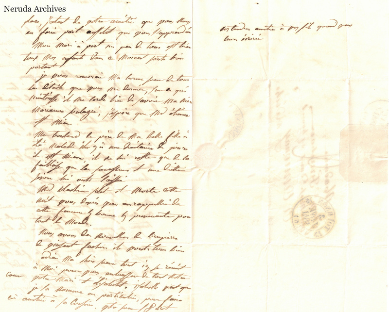 NRA-L-000600 image 3 showing a handwritten French letter continuation with closing, retained marginal or later annotations, visible folds and complete physical paper edges.