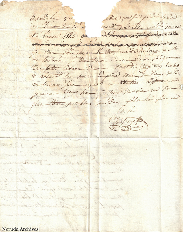 NRA-L-000621 image 2 showing the continuation about an absinthe shipment, cancelled lines, missing paper and the Dufaure signature.