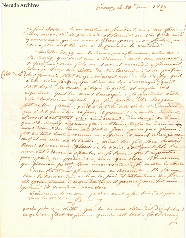 NRA-L-000584 image 2 showing a handwritten French letter continuation with closing, signature, postal evidence or later notes, folds and paper edges.