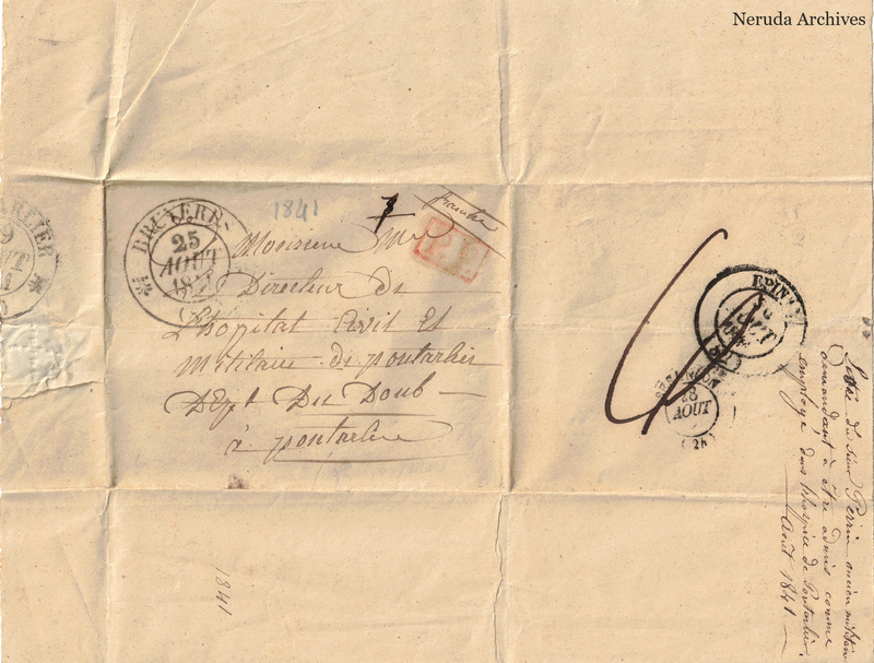 NRA-L-000071 image 1 showing an address panel with several postal cancellations and docketing.