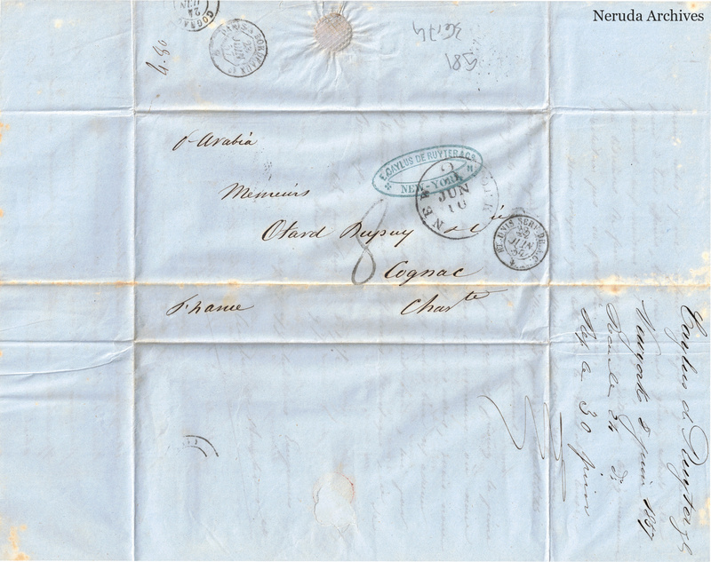 NRA-L-000461 image 1 showing the address panel to Otard Dupuy & Co in Cognac with postal evidence.