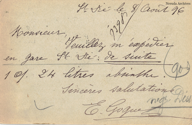 NRA-L-000354 image 2 showing the complete handwritten or printed postcard message, with contemporary annotations and the sender's signature or business mark.
