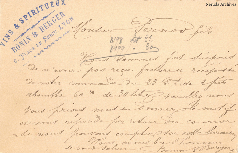 NRA-L-000358 image 2 showing the complete handwritten or printed postcard message, with contemporary annotations and the sender's signature or business mark.