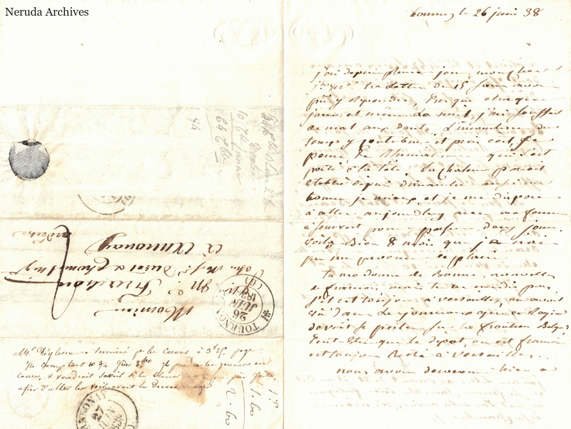 NRA-L-000478 image 1 showing an unfolded French family letter with an Annonay dateline, letter text, a rotated address panel, circular postal marks, docketing, folds and a dark seal remnant.