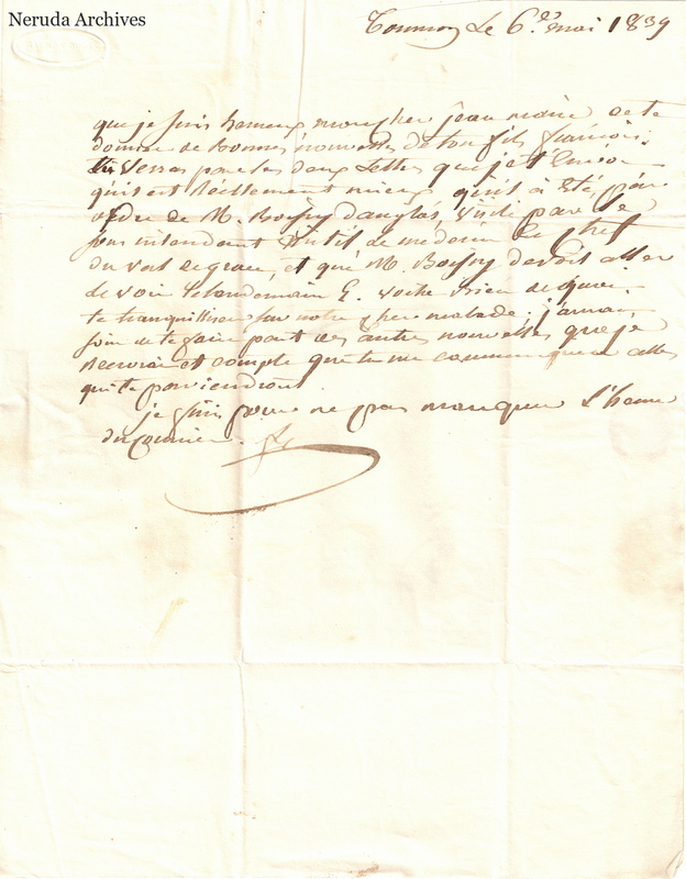 NRA-L-000582 image 2 showing a handwritten French letter continuation with closing, signature, postal evidence or later notes, folds and paper edges.