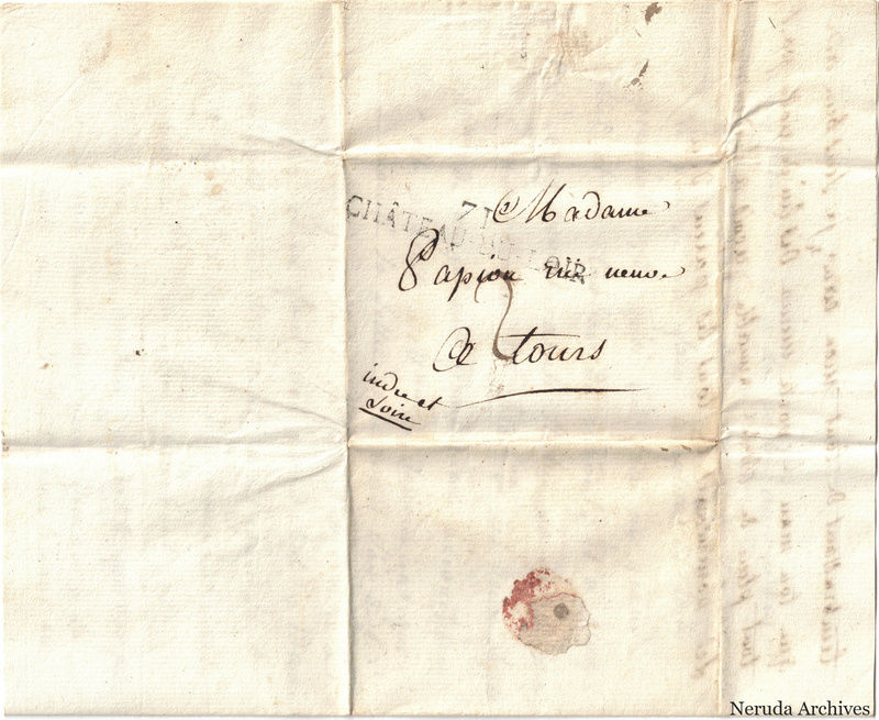 NRA-L-000679 image 1 showing an address to Tours with a wax-seal remnant.