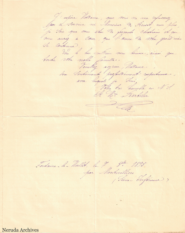 NRA-L-000077 image 3 showing the signed closing of the French letter with a later note beneath the text.