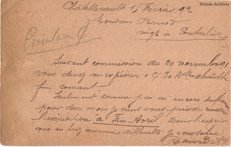 NRA-L-000372 image 2 showing the complete handwritten or printed postcard message, with contemporary annotations and the sender's signature or business mark.